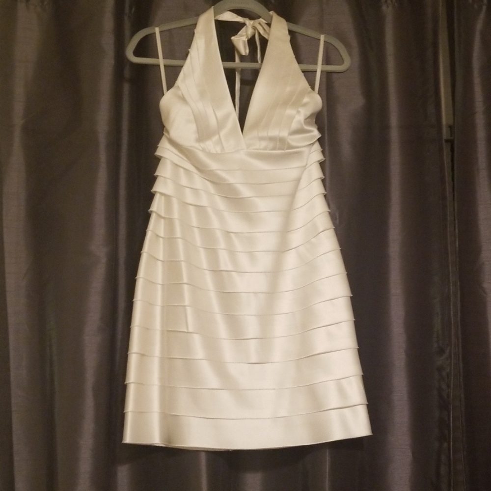 White/cream BCBG tiered halter dress